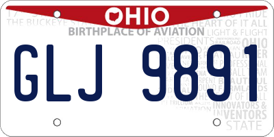 OH license plate GLJ9891