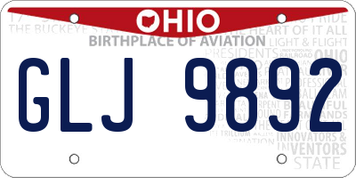 OH license plate GLJ9892