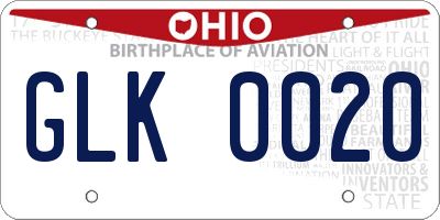 OH license plate GLK0020