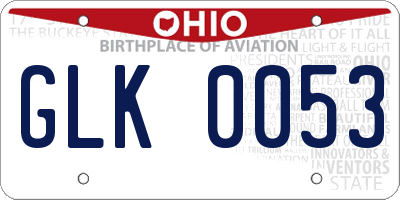 OH license plate GLK0053