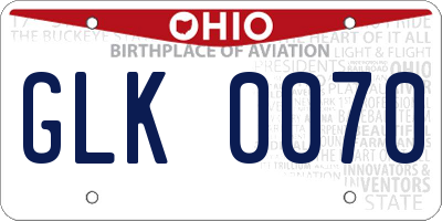 OH license plate GLK0070