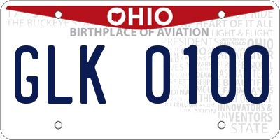 OH license plate GLK0100