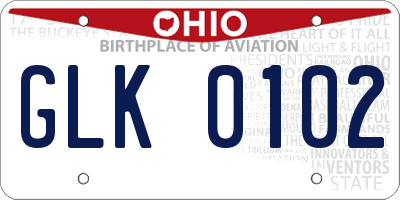 OH license plate GLK0102