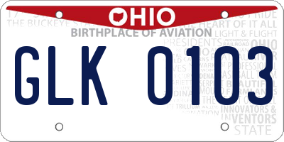 OH license plate GLK0103