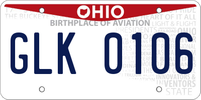 OH license plate GLK0106