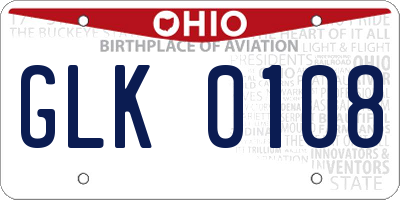 OH license plate GLK0108