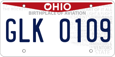 OH license plate GLK0109