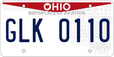 OH license plate GLK0110