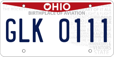 OH license plate GLK0111
