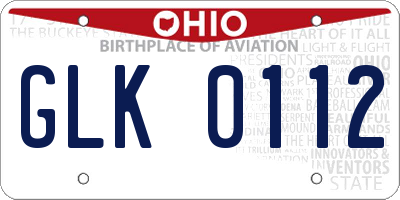 OH license plate GLK0112