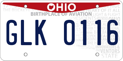 OH license plate GLK0116