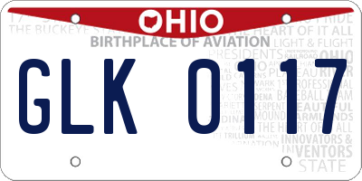 OH license plate GLK0117