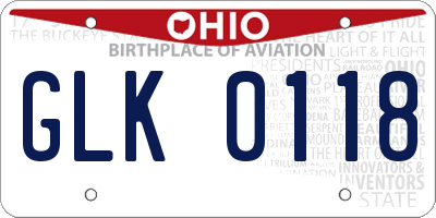 OH license plate GLK0118