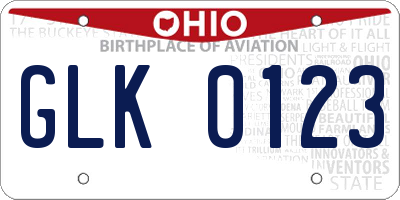 OH license plate GLK0123