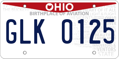 OH license plate GLK0125