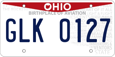 OH license plate GLK0127