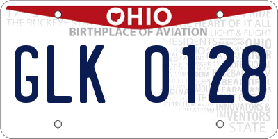 OH license plate GLK0128
