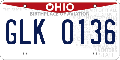 OH license plate GLK0136