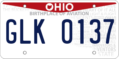 OH license plate GLK0137