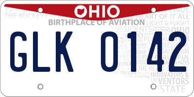 OH license plate GLK0142