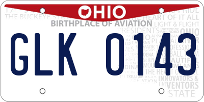 OH license plate GLK0143