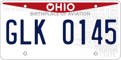OH license plate GLK0145