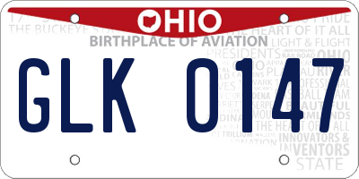 OH license plate GLK0147
