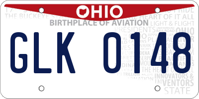 OH license plate GLK0148