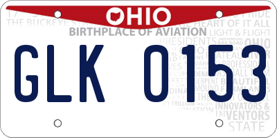 OH license plate GLK0153