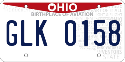 OH license plate GLK0158