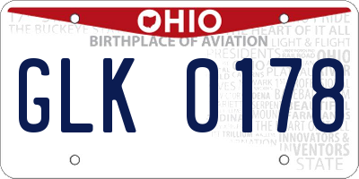 OH license plate GLK0178