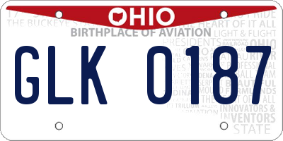 OH license plate GLK0187
