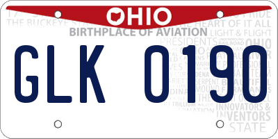 OH license plate GLK0190