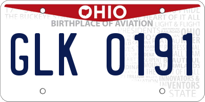 OH license plate GLK0191