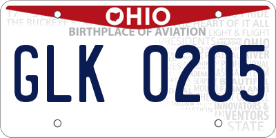 OH license plate GLK0205