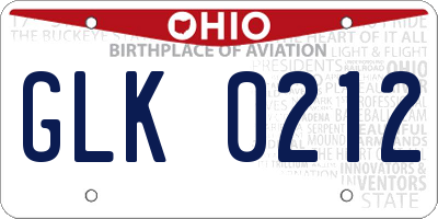 OH license plate GLK0212