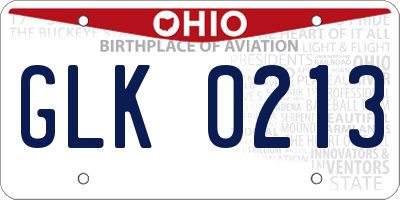 OH license plate GLK0213