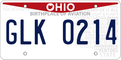 OH license plate GLK0214