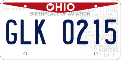 OH license plate GLK0215