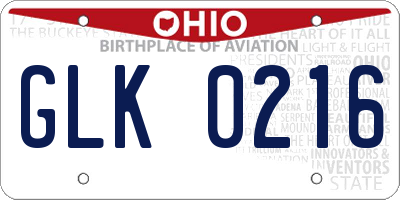 OH license plate GLK0216