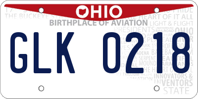 OH license plate GLK0218