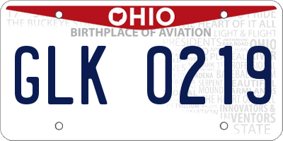 OH license plate GLK0219
