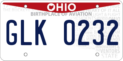OH license plate GLK0232