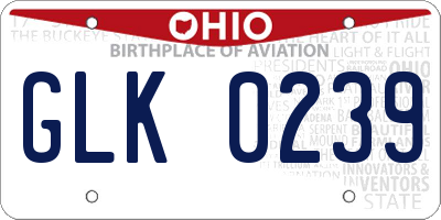 OH license plate GLK0239