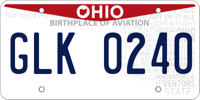 OH license plate GLK0240