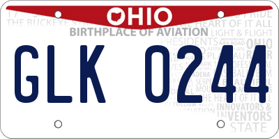OH license plate GLK0244