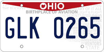 OH license plate GLK0265