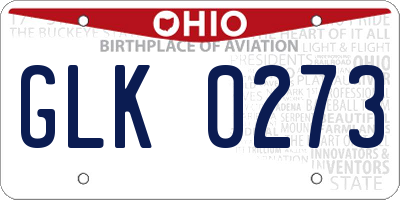 OH license plate GLK0273