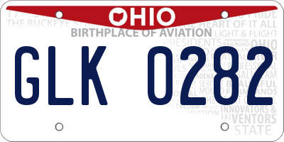 OH license plate GLK0282