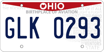 OH license plate GLK0293